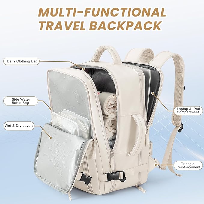 Beraliy Travel Backpack, Large Carry On Backpack, Personal Item Travel Bag - Image 3