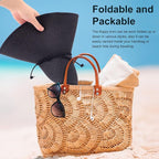 DRESHOW Beach Hats for Women Big Straw Wide Brim Summer Hat Floppy Foldable - Image 5