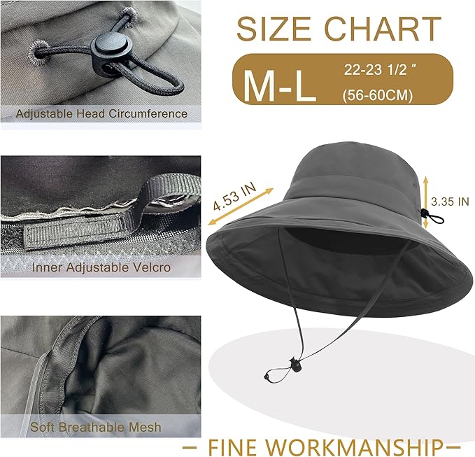 Sun Hats for Women Men UV Protection Wide Brim Bucket Hat - Image 5