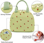 Bluboon Lunch Bag for Women Men Cute Corduroy Lunch Tote Bags Reusable - Image 4