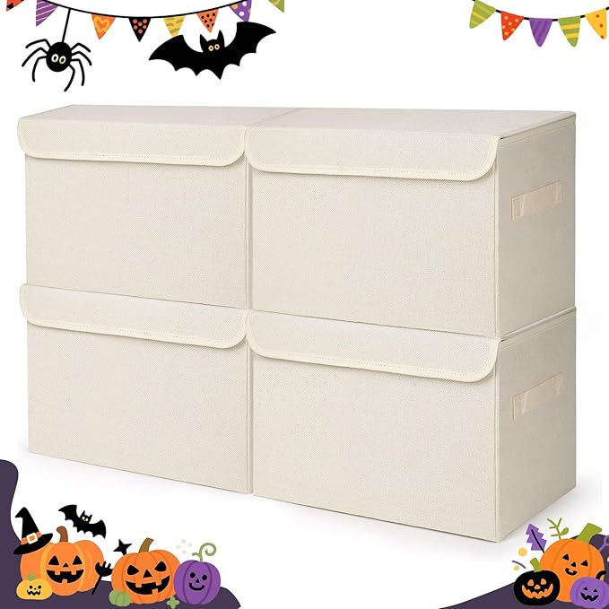 Large 22 Quart Linen Fabric Foldable Storage Bin Cube Organizer Basket by Bagnizer