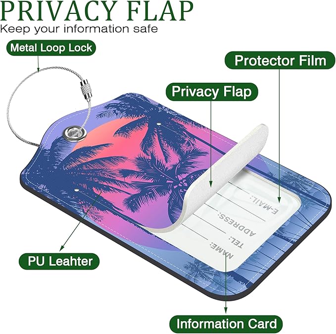 2 Pack Luggage Tag for Suitcase Sunset - Image 3