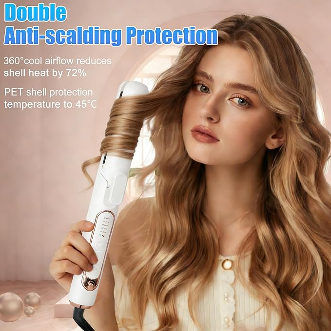360° Airflow 2-in-1 Curling Iron & Straightener, 5 Temp Ceramic Negative Ion Styler, Cool Air Vents Lock Style, Dual Voltage Professional Hair Styler for Long/Short Hair