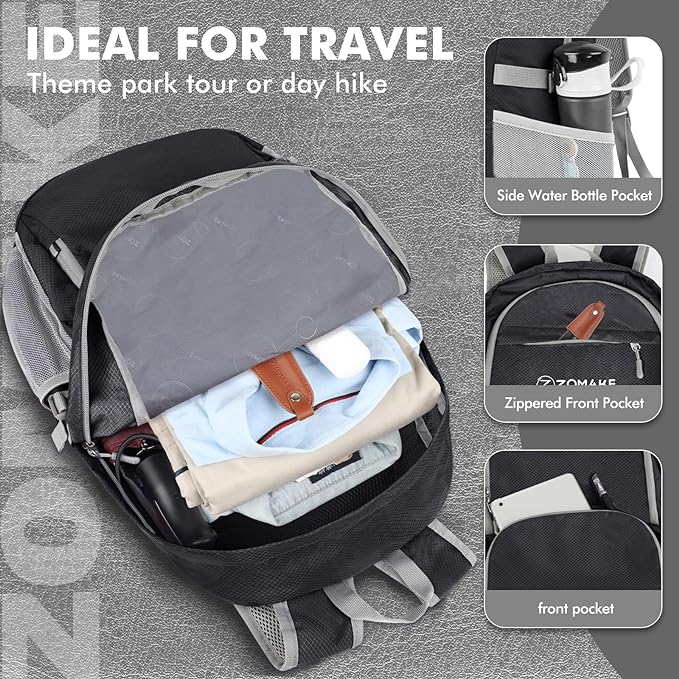 ZOMAKE Lightweight Packable Backpack 30L, Foldable Hiking Backpacks Water - Image 4