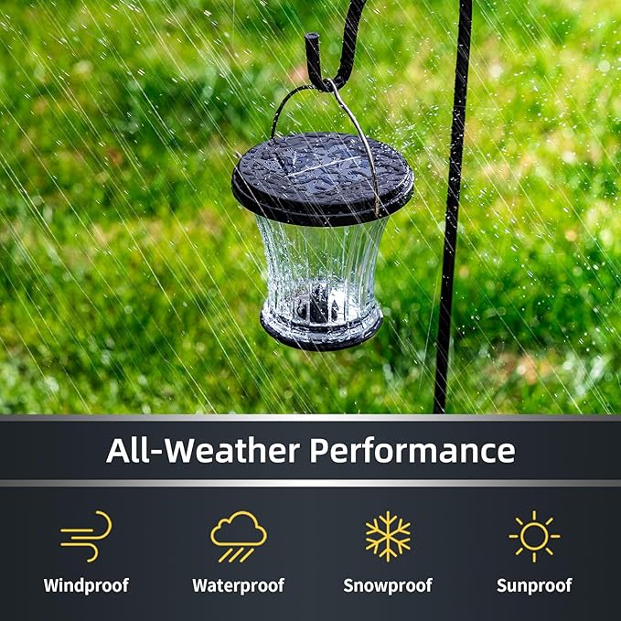 Glass Solar Lantern Outdoor, Waterproof Hanging Solar Lights - Image 5