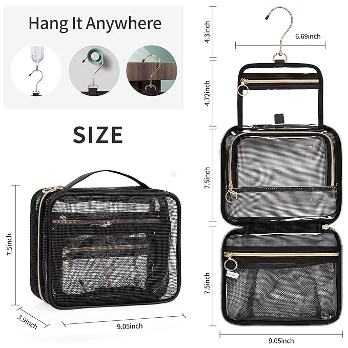 CUBETASTIC Mesh Shower Bag, Hanging Travel Toiletry Bag - Image 7