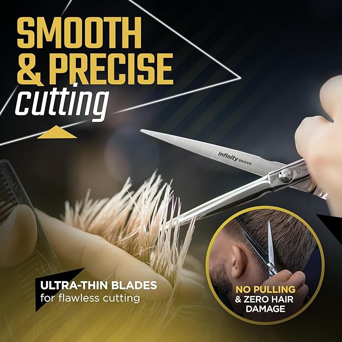 Fagaci Professional Hair Thinning Scissors, 6" 440C Steel, Extreme Sharpness, Texturizing Shears, Barber Scissors Set, Slim Blades