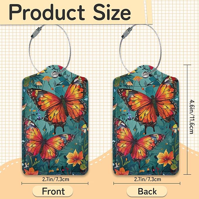 3 Pack Vintage Butterfly Wildflower Luggage Tags - Image 3