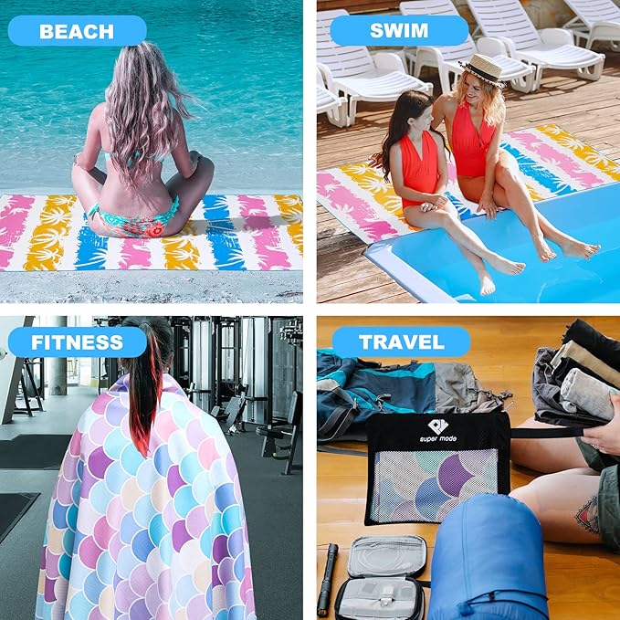 2 Pack Microfiber Beach Towel, Oversized Pool Towel 75”x 35”, Sand-Free Beach - Image 4