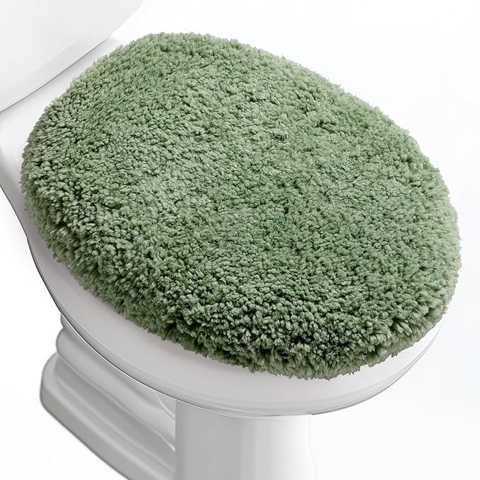 Microfiber Elongated Toilet Seat Cover 19.5"x 15" Machine Washable Solid Toilet by Baahrnom