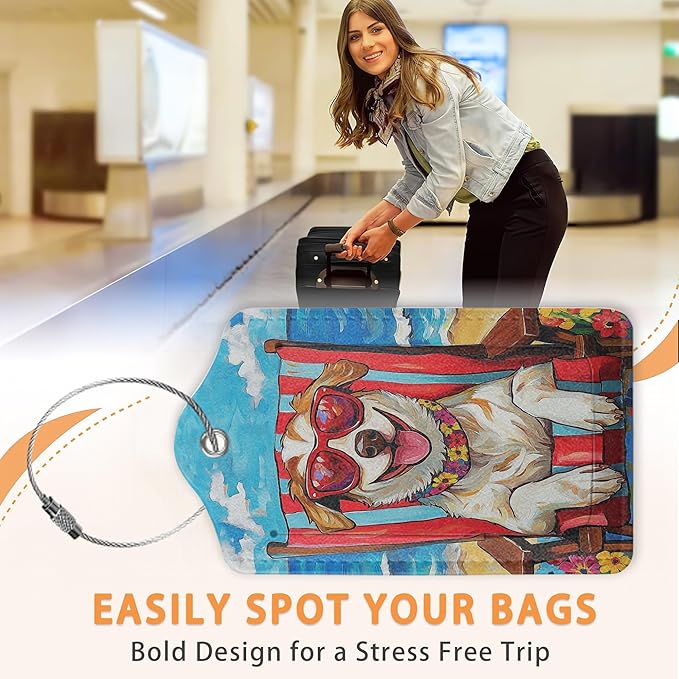 Funny Dog Summer 3 Pack PU Leahter Luggage Tag - Image 4