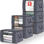 Fab totes 6 Pack Clothes Storage, Foldable Thick Fabric Blanket Storage Bags by Fabtotes
