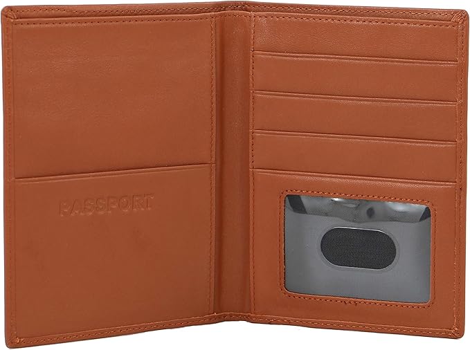 Passport Light Brown Sheep Leather Unisex Wallet Executive Boarding Pass Holder - Image 2