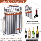 2 Bottle Wine Bag Wine Cooler Carrier Wine Gift Tote Bag, Leakproof & Insulated - Image 2
