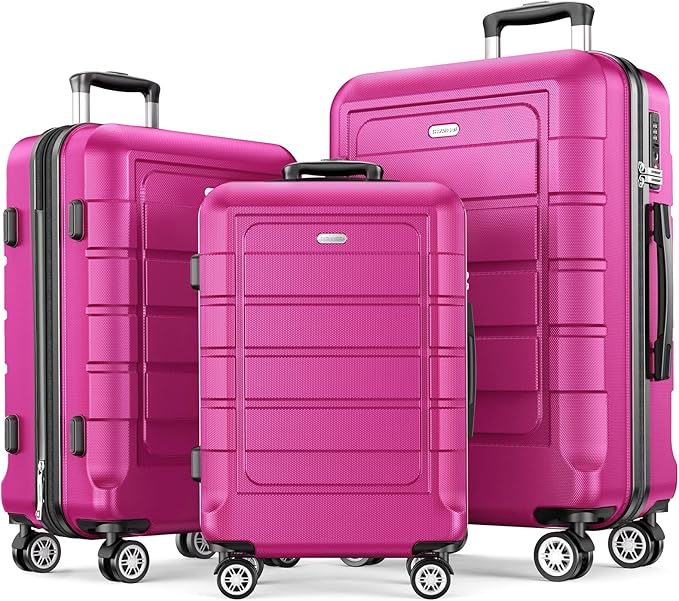 SHOWKOO Luggage Sets Expandable PC+ABS Durable Suitcase Sets Double Wheels TSA by SHOWKOO