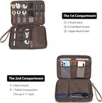 LANNSYNE Full Grain Leather Travel Cable Accessories Bag, Electronic Organizer - Image 4