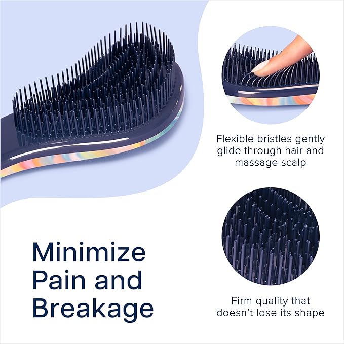 Crave Naturals Glide Thru Hair Brush - Detangler Brush for Curly, Straight, Wet or Dry Hair - Gentle Detangling Brushes for Adults, Kids, Toddlers - Hair Accessories for Women - 7.5x3" Soft Hazy Swirl