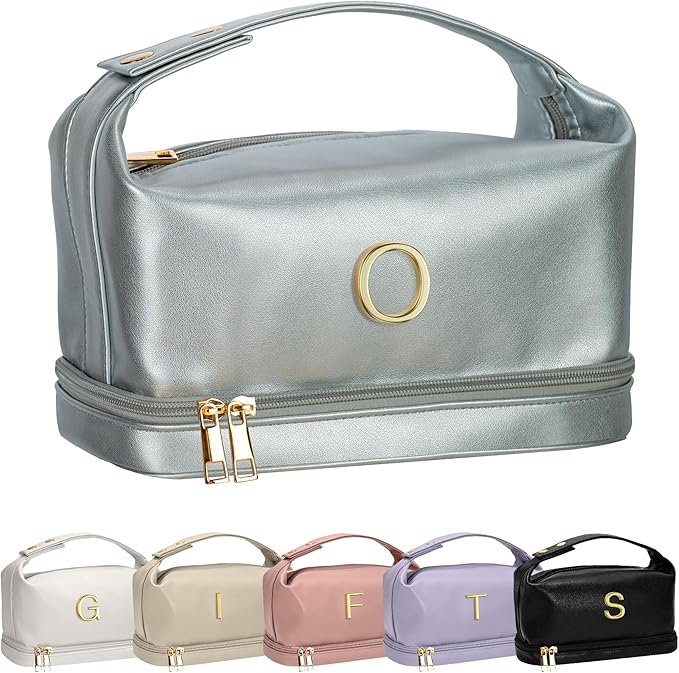 Gifts With Initials for Women, Personalized Makeup Bag with Handle, Initial by Vogewood