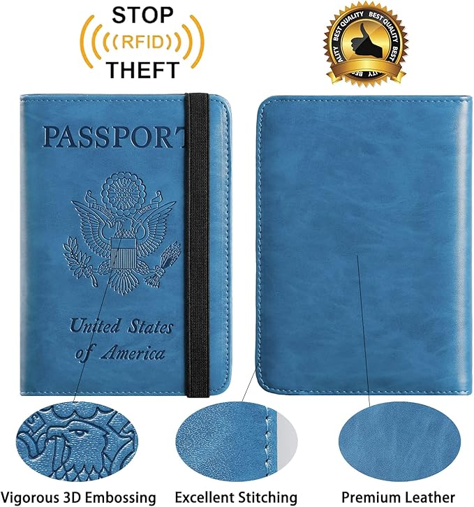 Passport Holder Cover Wallet Travel Essentials RFID Blocking Leather Card Case - Image 2