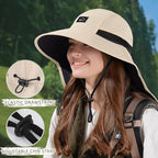 Rosoz Outdoor Sun Hat for Men Women, UPF50+ Protection Safari Cap Wide Brim - Image 5