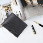 VISOUL Mens Carbon Fiber Leather Bifold Wallet - Image 6