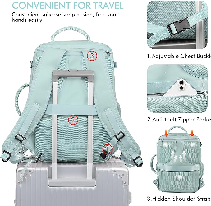 Beraliy Travel Backpack for Women, Airline Approved Bag, 16 inch Laptop - Image 7