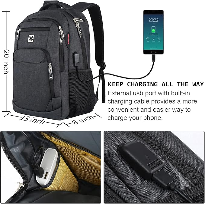 17 Inch Laptop Backpack, Business Anti Theft Slim Durable Laptops Backpack - Image 3