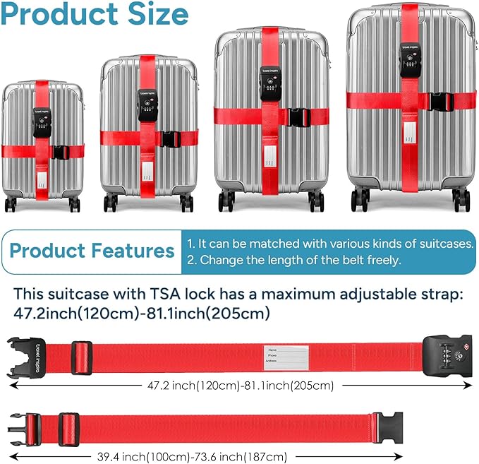 Travel Inspira TSA Lock Luggage Straps - Image 3