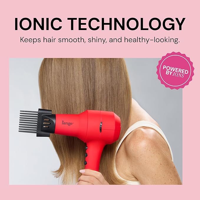 L'ANGE HAIR PowerStyle Turbo Ionic Hair Dryer | 1875 Watt Professional Blow Dryer with Diffuser & Concentrator | Multiple Heat & Speed Settings for Fast Drying | Salon-Grade Styling Tools, Red