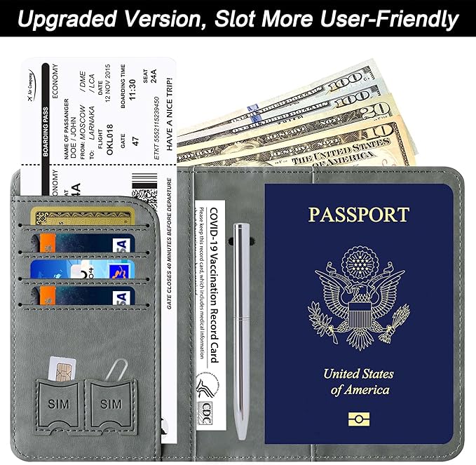 Passport Holder Cover Wallet Travel Essentials Leather Rfid Blocking Case - Image 2