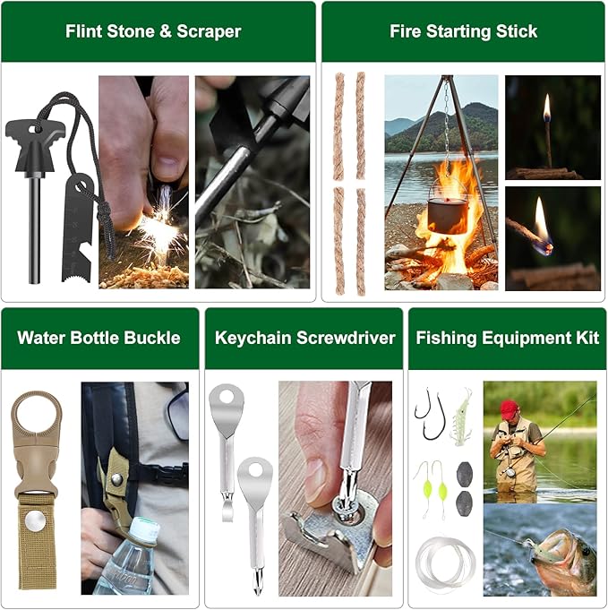 Gifts for Men Dad Husband Teenage Boy, Survival Kit 28 in 1, Survival Gear Tool - Image 4
