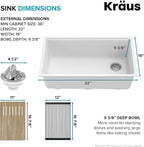 KRAUS Bellucci Workstation 32 in. Undermount Granite Composite Single Bowl - Image 5
