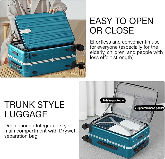 Hanke 26 Inch Large Luggage Suitcase Top Opening Aluminum Frame Tsa Luggage - Image 4