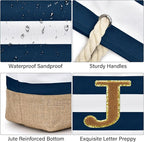 Becokan Beach Bag Initial Beach Tote - Image 2