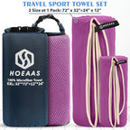 HOEAAS 2 Pack Microfiber Camping Towels, Quick Dry Towel, Super Absorbent Ultra - Image 2