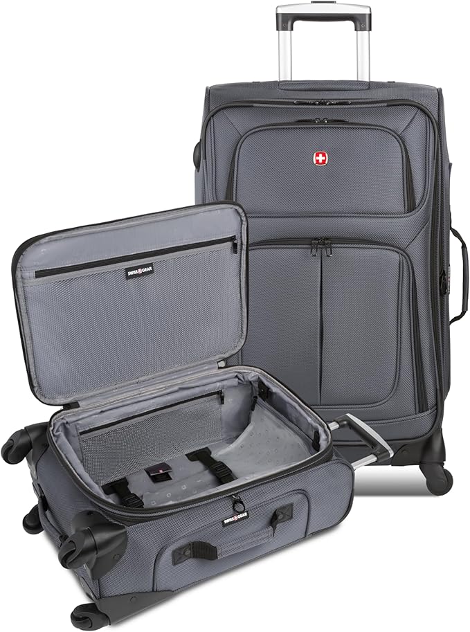 SwissGear Sion Softside Expandable Luggage, Dark Grey, 2-Piece Set - Image 7