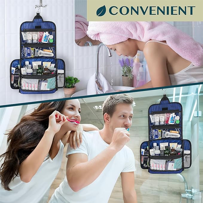 PAVILIA Large Hanging Toiletry Bag Travel Bag Women Men, Cosmetic Organizer - Image 9