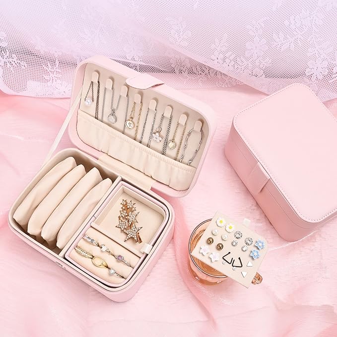 2 Layer Portable Jewelry Box, Large Jewelry Travel Case - Image 6
