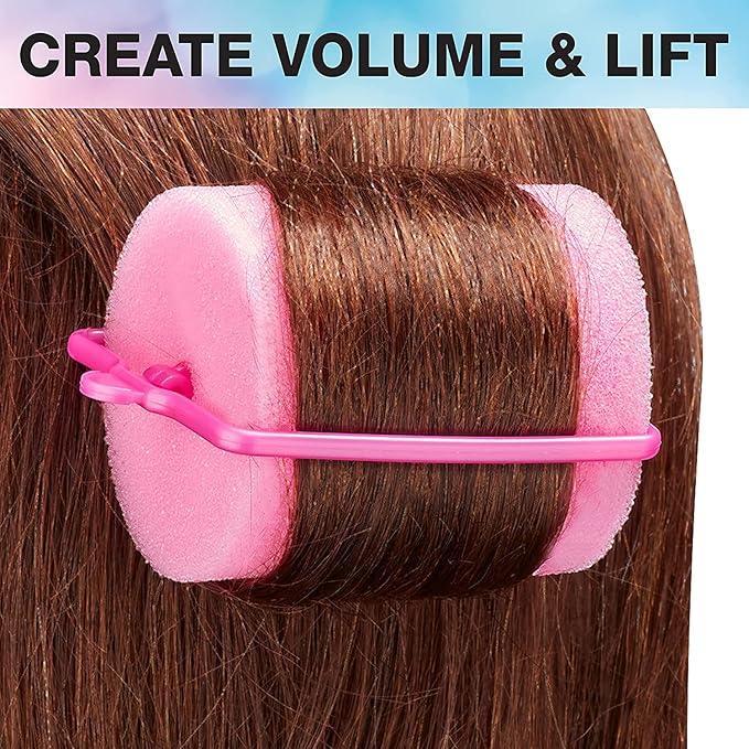 Conair Foam Hair Rollers for Big Volume, Lift and Curl, Foam Rollers, Hair Curlers in Large Size, Pink, 9 Pack with Storage Bag