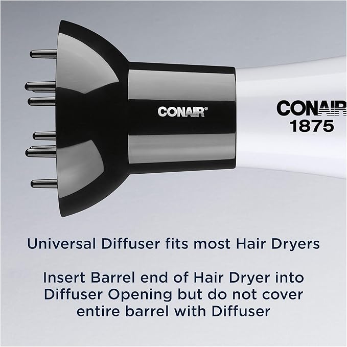 Conair Diffuser Attachment for Hair Dryer,Volumizing Universal Blow Dryer Diffuser for Frizz-Free Curls,Fits Dryers from 1.75-Inch to 2.3-Inch Nozzle Sizes,Black,(Pack of 4)