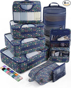 Veken 8 Set Packing Cubes for Travel Essentials, Suitcase Organizer Bags in 4 by Veken