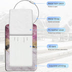 Gold Blue Pink Marble Abstract Luggage Tags, 2 Pack Luggage Tag, Leather - Image 3
