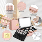 Makeup Bag with LED Mirror & Magnifier, Large Cosmetic Organizer Travel Makeup - Image 5