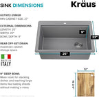 KRAUS Bellucci 25-inch Granite Workstation Drop In Top Mount Single Bowl - Image 7