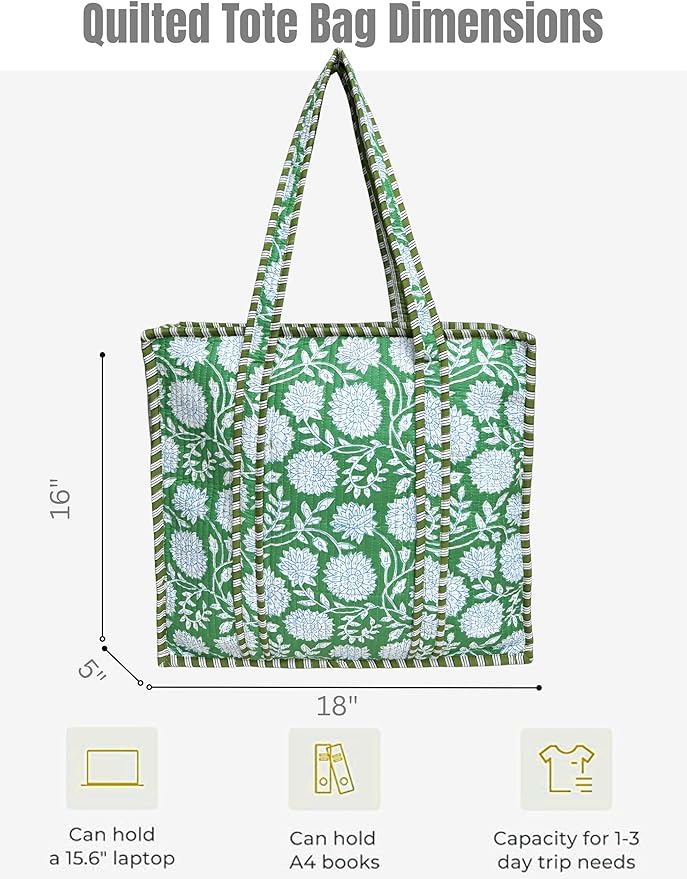 Cotton Quilted Tote Bag for Women – Large Beach & Travel Tote - Image 5