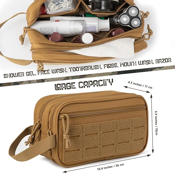QT&QY Tactical Toiletry Bag For Men Hygiene Bag EDC Military Tool Molle Pouches - Image 2
