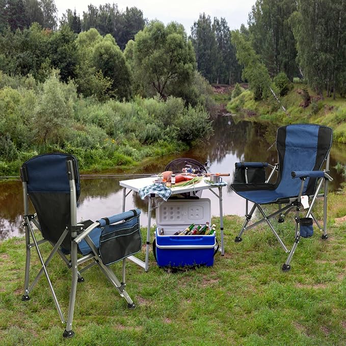 Camping Chair for Adults Heavy Duty Outdoor Patio Lawn Chairs Portable Support - Image 2