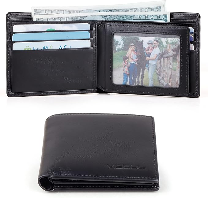 VISOUL Leather Mens Bifold RFID Blocking Wallet - Image 7