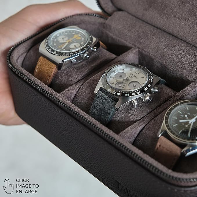 TAWBURY 3 Watch Case Top-Grain Genuine Leather Travel Case Roll - Image 7