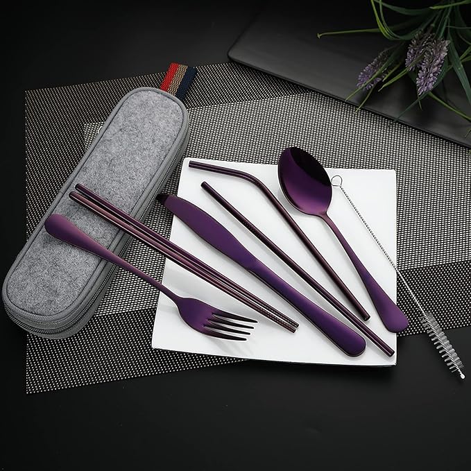 DEVICO Portable Utensils, Travel Camping Cutlery Set, 8-Piece including Knife - Image 6